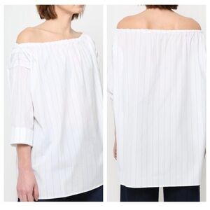 Jarbo Top Blouse Shirt French Quarters Off Shoulder Cotton Lagenlook Striped